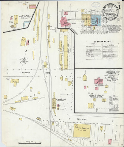 Sanborn Fire Insurance Map from Carthage, Hancock County, Illinois (1898), Sheet #0001 - Complete Map Set gallery image, historic Sanborn map, vintage wall art, Illinois Illinois