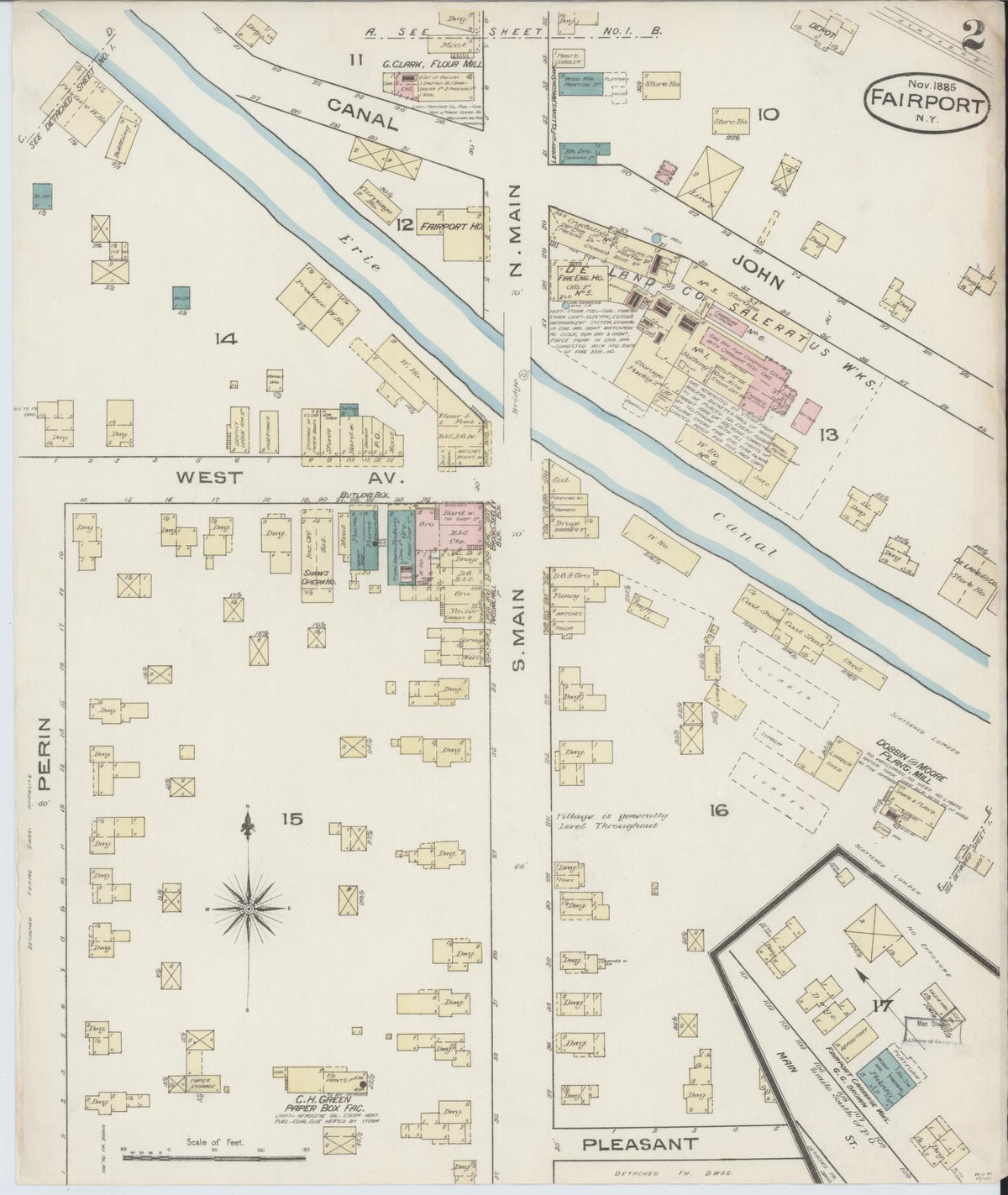 Sanborn Fire Insurance Map from Fairport, Monroe County, New York (1885), Sheet #0002 - Historic Sanborn Fire Insurance Map Print, vintage old map wall art, antique decor, genealogy gift, New York New York map