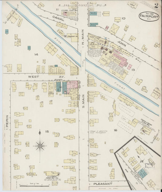 Sanborn Fire Insurance Map from Fairport, Monroe County, New York (1885), Sheet #0002 - Historic Sanborn Fire Insurance Map Print, vintage old map wall art, antique decor, genealogy gift, New York New York map