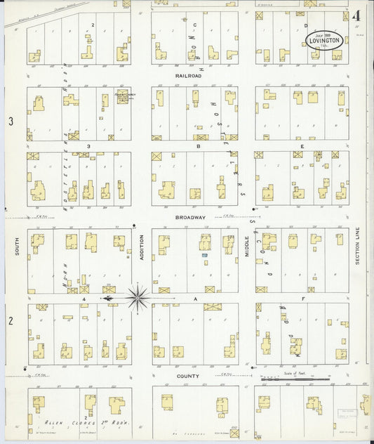 Sanborn Fire Insurance Map from Lovington, Moultrie County, Illinois (1909), Sheet #0004 - Historic Sanborn Fire Insurance Map Print, vintage old map wall art, antique decor, genealogy gift, Illinois Illinois map