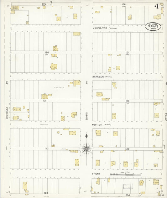 Sanborn Fire Insurance Map from Sumas, Whatcom County, Washington (1907), Sheet #0004 - Historic Sanborn Fire Insurance Map Print, vintage old map wall art, antique decor, genealogy gift, Washington Washington map