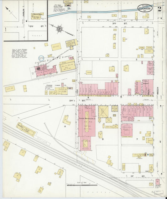 Sanborn Fire Insurance Map from Cochran, Bleckley County, Georgia (1912), Sheet #0002 - Historic Sanborn Fire Insurance Map Print, vintage old map wall art, antique decor, genealogy gift, Georgia Georgia map