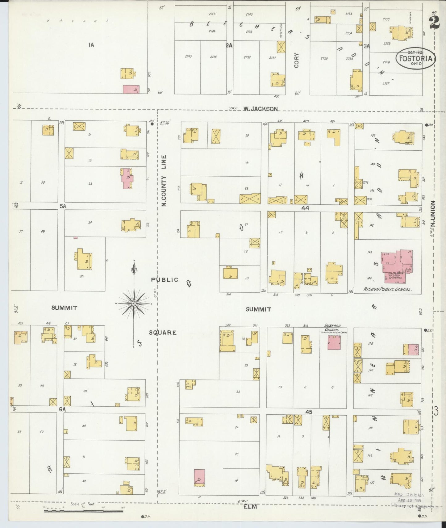 Sanborn Fire Insurance Map from Fostoria, Seneca, Hancock, And Wood Counties, Ohio (1901), Sheet #0002 - Historic Sanborn Fire Insurance Map Print, vintage old map wall art, antique decor, genealogy gift, Ohio Ohio map