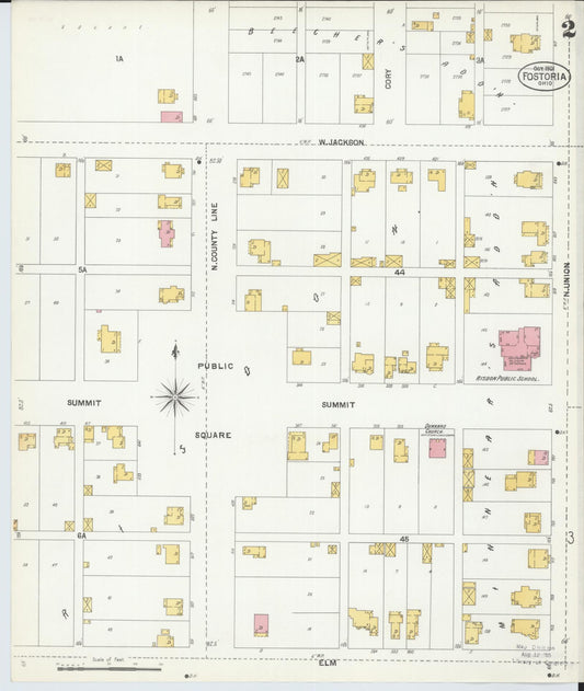 Sanborn Fire Insurance Map from Fostoria, Seneca, Hancock, And Wood Counties, Ohio (1901), Sheet #0002 - Historic Sanborn Fire Insurance Map Print, vintage old map wall art, antique decor, genealogy gift, Ohio Ohio map