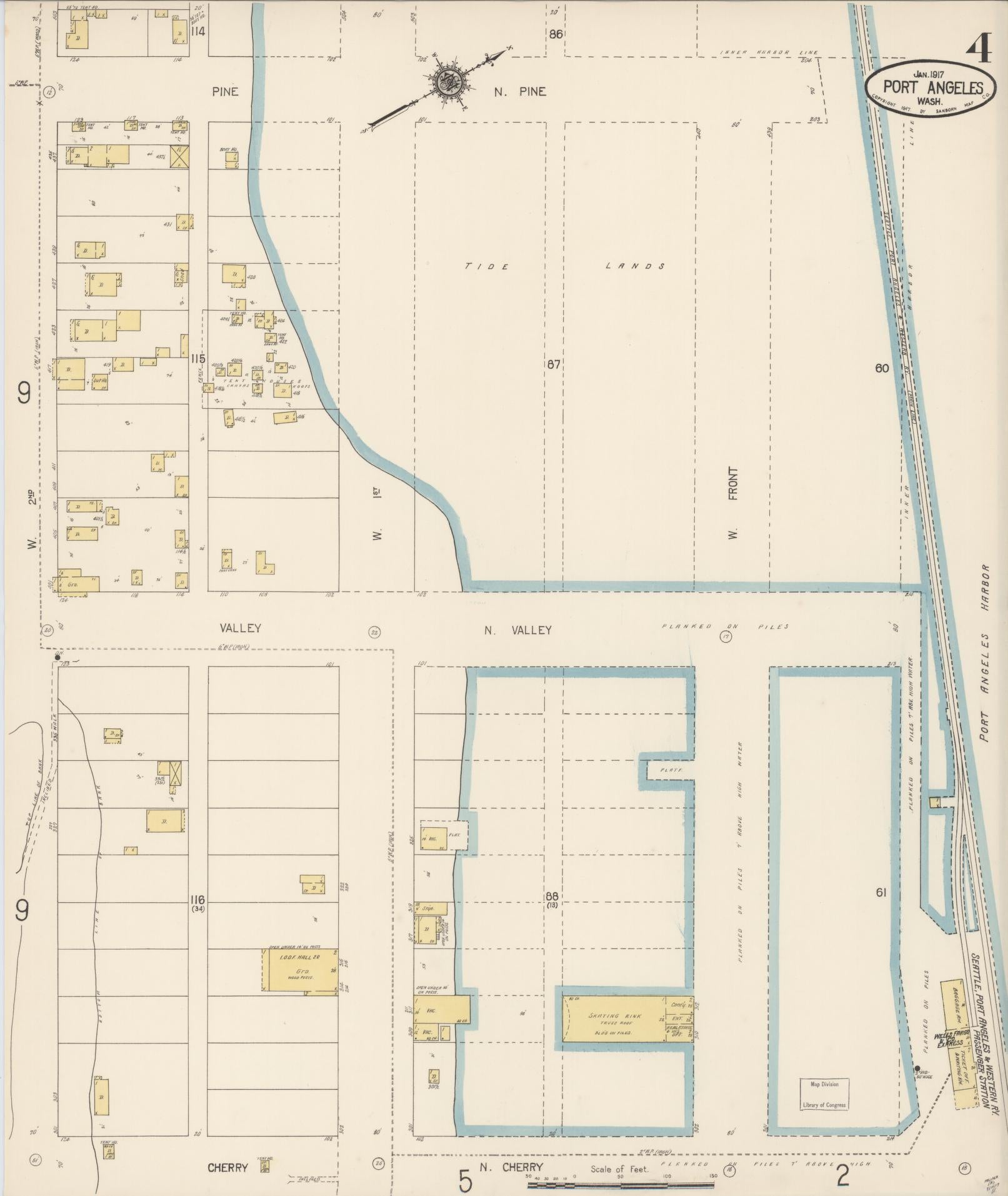 Sanborn Fire Insurance Map from Port Angeles, Clallam County, Washington (1917), Sheet #0004 - Complete Map Set gallery image, historic Sanborn map, vintage wall art, Washington Washington