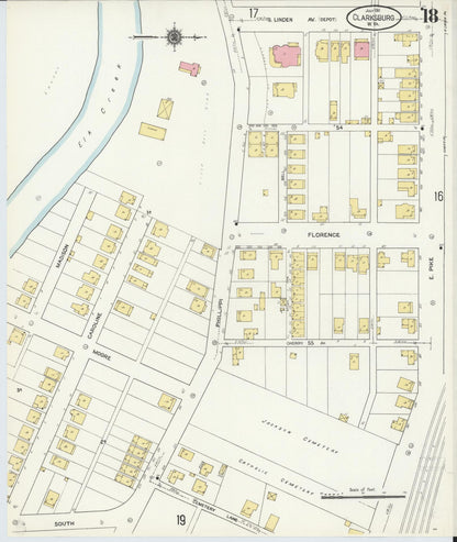 Sanborn Fire Insurance Map from Clarksburg, Harrison County, West Virginia (1911), Sheet #0018 - Complete Map Set gallery image, historic Sanborn map, vintage wall art, West Virginia West Virginia
