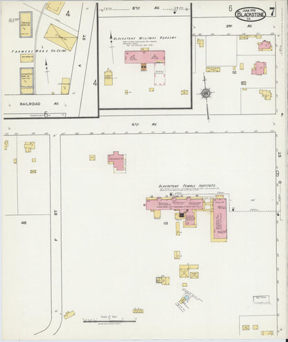 Sanborn Fire Insurance Map from Blackstone, Nottoway County, Virginia (1919), Sheet #0007 - Historic Sanborn Fire Insurance Map Print, vintage old map wall art, antique decor, genealogy gift, Virginia Virginia map