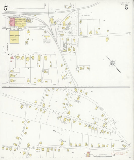 Sanborn Fire Insurance Map from Hazlehurst, Jeff Davis County, Georgia (1935), Sheet #0005 - Historic Sanborn Fire Insurance Map Print, vintage old map wall art, antique decor, genealogy gift, Georgia Georgia map