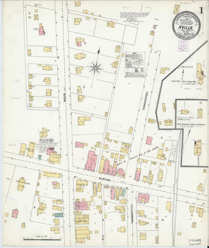 Sanborn Fire Insurance Map from Avilla, Noble County, Indiana (1905), Sheet #0001 - Historic Sanborn Fire Insurance Map Print, vintage old map wall art, antique decor, genealogy gift, Indiana Indiana map