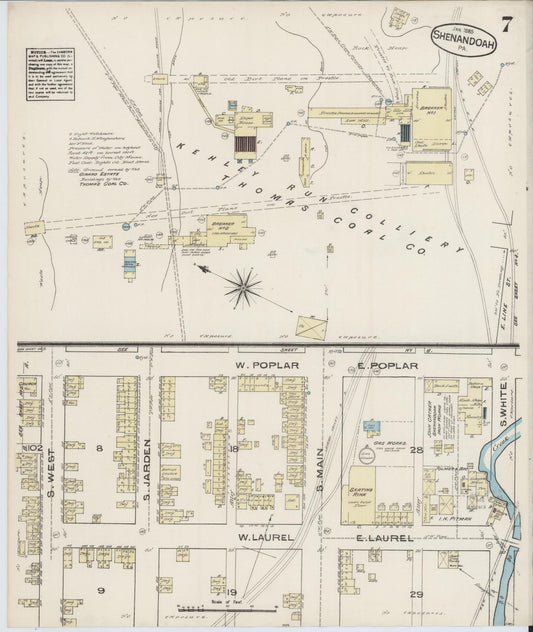 Sanborn Fire Insurance Map from Shenandoah, Schuylkill County, Pennsylvania (1885), Sheet #0007 - Historic Sanborn Fire Insurance Map Print, vintage old map wall art, antique decor, genealogy gift, Pennsylvania Pennsylvania map