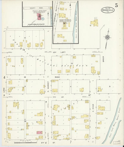 Sanborn Fire Insurance Map from Brookville, Franklin County, Indiana (1913), Sheet #0005 - Historic Sanborn Fire Insurance Map Print, vintage old map wall art, antique decor, genealogy gift, Indiana Indiana map