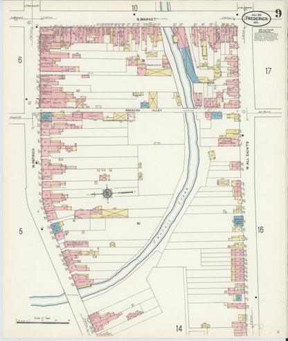 Sanborn Fire Insurance Map from Frederick, Frederick County, Maryland (1911), Sheet #0009 - Complete Map Set gallery image, historic Sanborn map, vintage wall art, Maryland Maryland