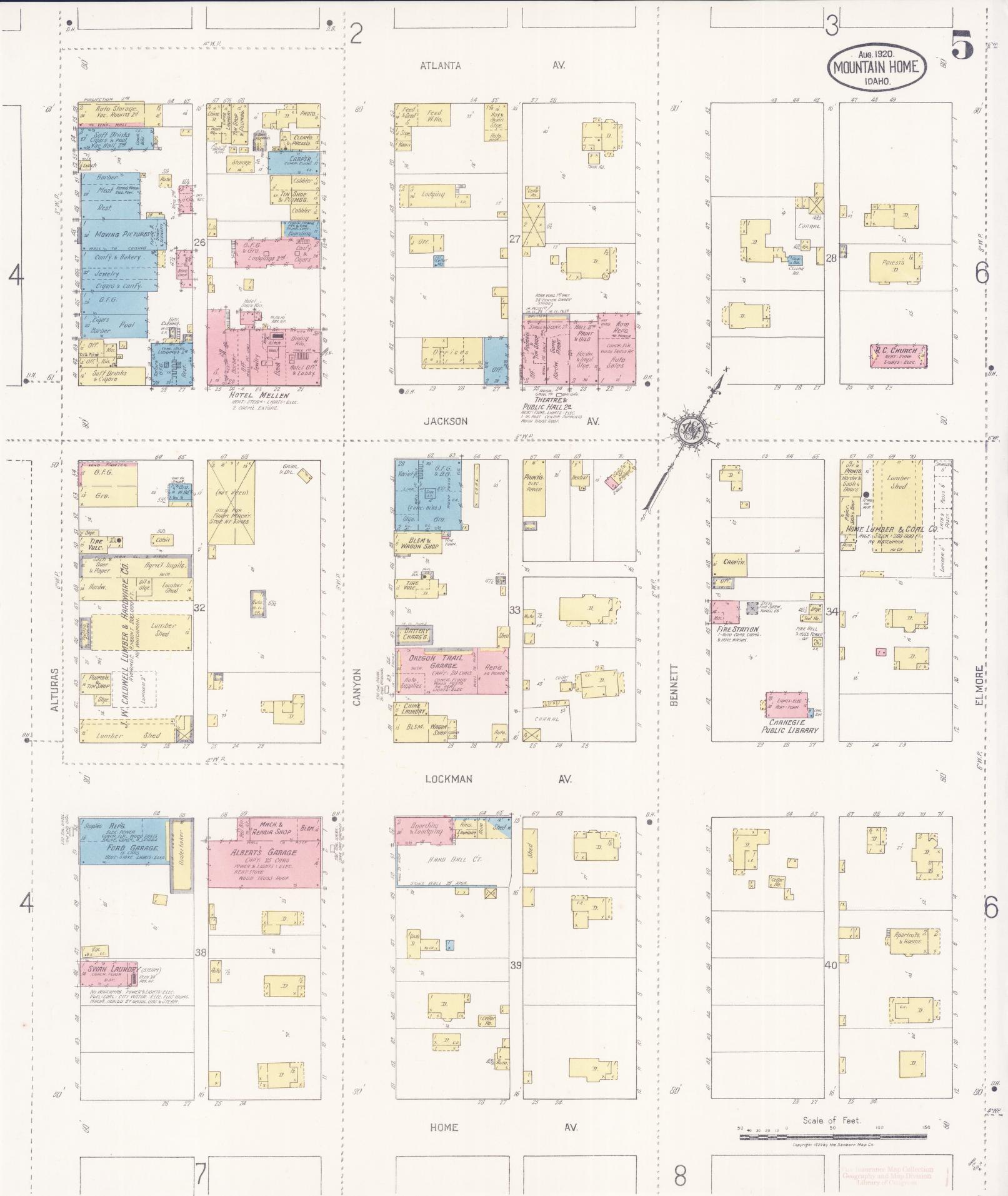 Sanborn Fire Insurance Map from Mountain Home, Elmore County, Idaho (1920), Sheet #0005 - Complete Map Set gallery image, historic Sanborn map, vintage wall art, Idaho Idaho
