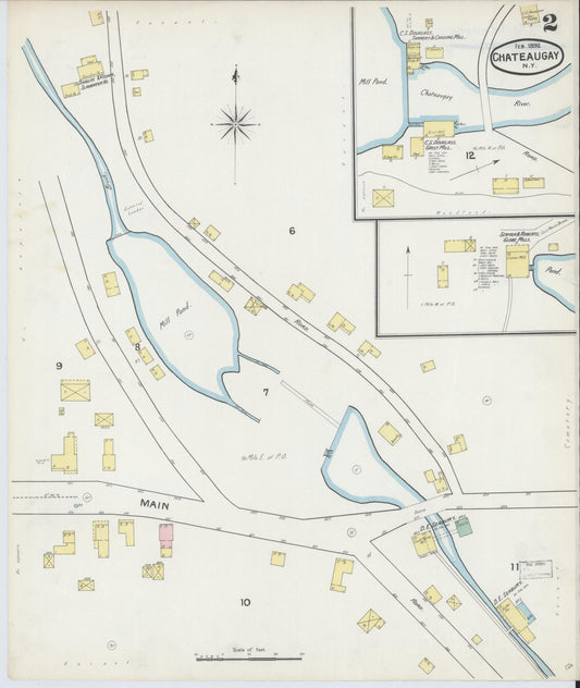 Sanborn Fire Insurance Map from Chateaugay, Franklin County, New York (1892), Sheet #0002 - Historic Sanborn Fire Insurance Map Print, vintage old map wall art, antique decor, genealogy gift, New York New York map