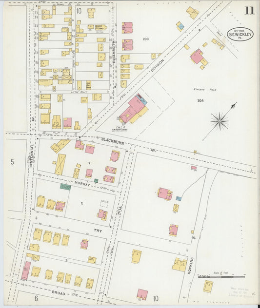 Sanborn Fire Insurance Map from Sewickley, Allegheny County, Pennsylvania (1905), Sheet #0011 - Historic Sanborn Fire Insurance Map Print, vintage old map wall art, antique decor, genealogy gift, Pennsylvania Pennsylvania map