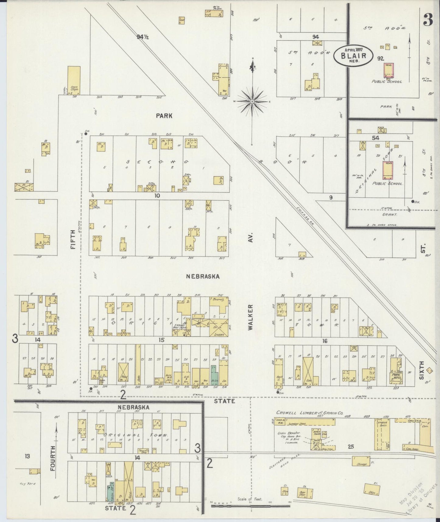 Sanborn Fire Insurance Map from Blair, Washington County, Nebraska (1897), Sheet #0003 - Complete Map Set gallery image, historic Sanborn map, vintage wall art, Nebraska Nebraska