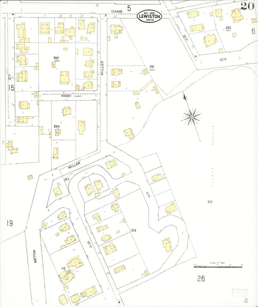 Sanborn Fire Insurance Map from Lewiston, Nez Perce County, Idaho (1909), Sheet #0020 - Historic Sanborn Fire Insurance Map Print, vintage old map wall art, antique decor, genealogy gift, Idaho Idaho map