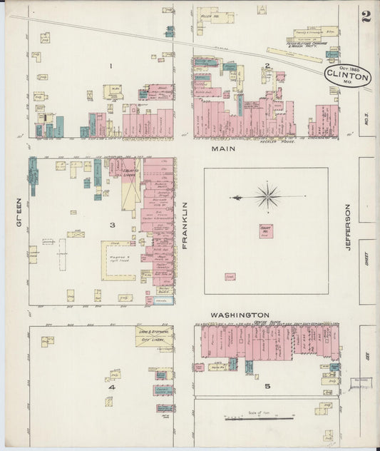 Sanborn Fire Insurance Map from Clinton, Henry County, Missouri (1885), Sheet #0002 - Historic Sanborn Fire Insurance Map Print, vintage old map wall art, antique decor, genealogy gift, Missouri Missouri map
