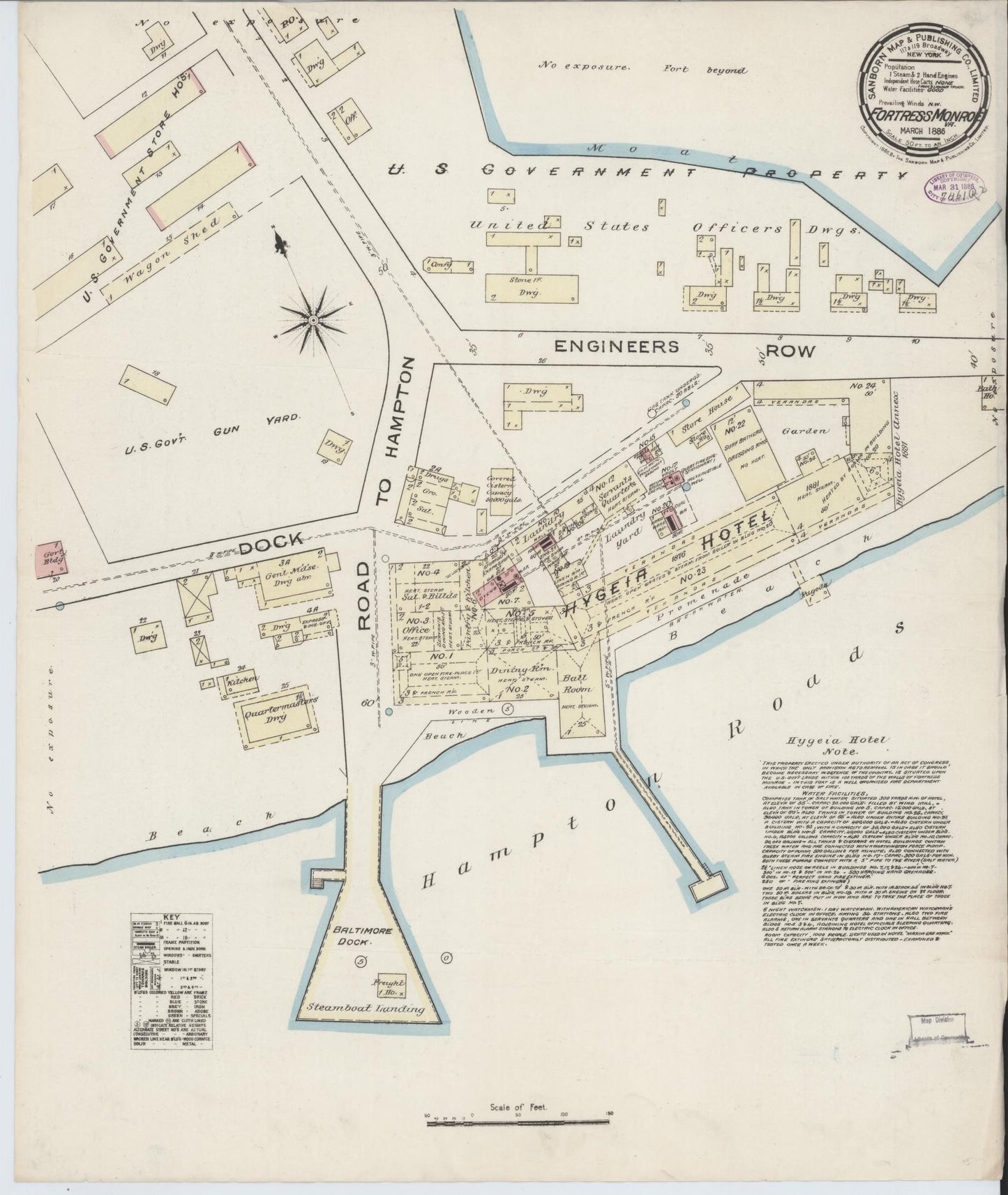 Sanborn Fire Insurance Map from Fortress Monroe, Hampton (independent City), Virginia. (1886) – Historic Sanborn Fire Insurance Map Print
