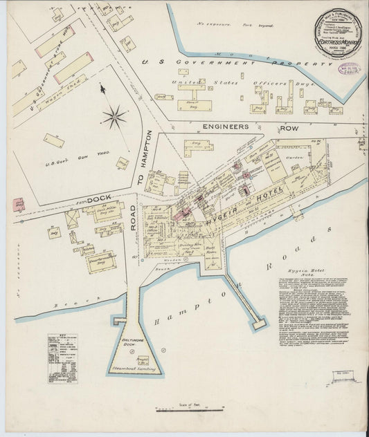 Sanborn Fire Insurance Map from Fortress Monroe, Hampton (independent City), Virginia. (1886) – Historic Sanborn Fire Insurance Map Print