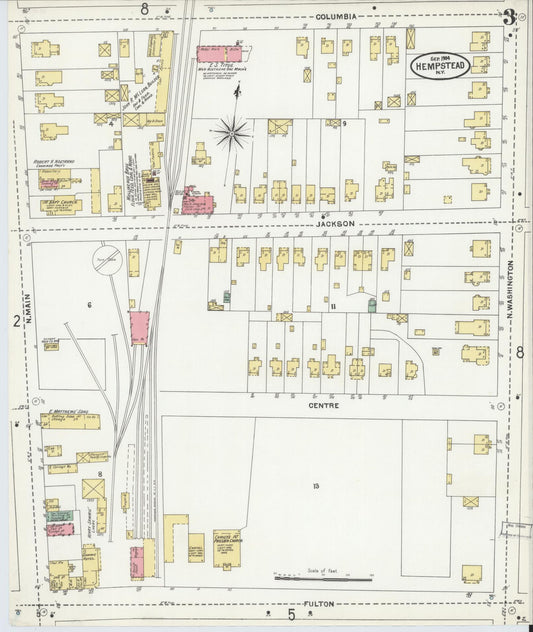 Sanborn Fire Insurance Map from Hempstead, Nassau County, New York (1904), Sheet #0003 - Historic Sanborn Fire Insurance Map Print, vintage old map wall art, antique decor, genealogy gift, New York New York map