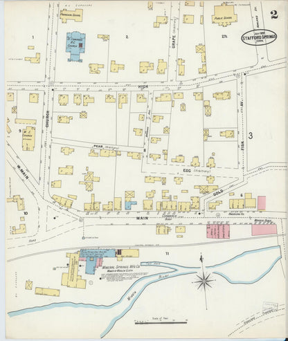 Sanborn Fire Insurance Map from Stafford Springs, Tolland County, Connecticut (1897), Sheet #0002 - Complete Map Set gallery image, historic Sanborn map, vintage wall art, Connecticut Connecticut