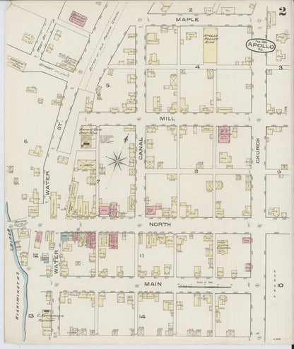 Sanborn Fire Insurance Map from Apollo, Armstrong County, Pennsylvania (1886), Sheet #0002 - Complete Map Set gallery image, historic Sanborn map, vintage wall art, Pennsylvania Pennsylvania