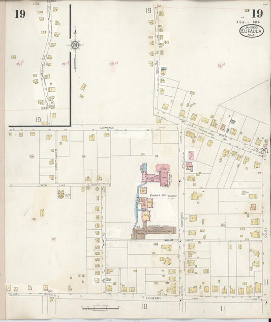 Sanborn Fire Insurance Map from Eufaula, Barbour County, Alabama (1950), Sheet #0019 - Historic Sanborn Fire Insurance Map Print, vintage old map wall art, antique decor, genealogy gift, Alabama Alabama map