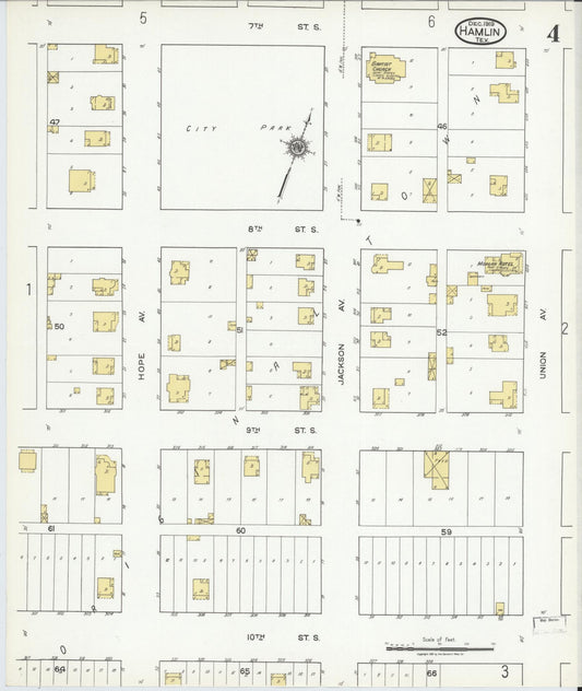 Sanborn Fire Insurance Map from Hamlin, Jones County, Texas (1919), Sheet #0004 - Historic Sanborn Fire Insurance Map Print, vintage old map wall art, antique decor, genealogy gift, Texas Texas map