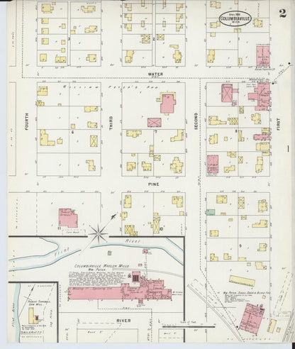 Sanborn Fire Insurance Map from Columbiaville, Lapeer County, Michigan (1898), Sheet #0002 - Historic Sanborn Fire Insurance Map Print, vintage old map wall art, antique decor, genealogy gift, Michigan Michigan map