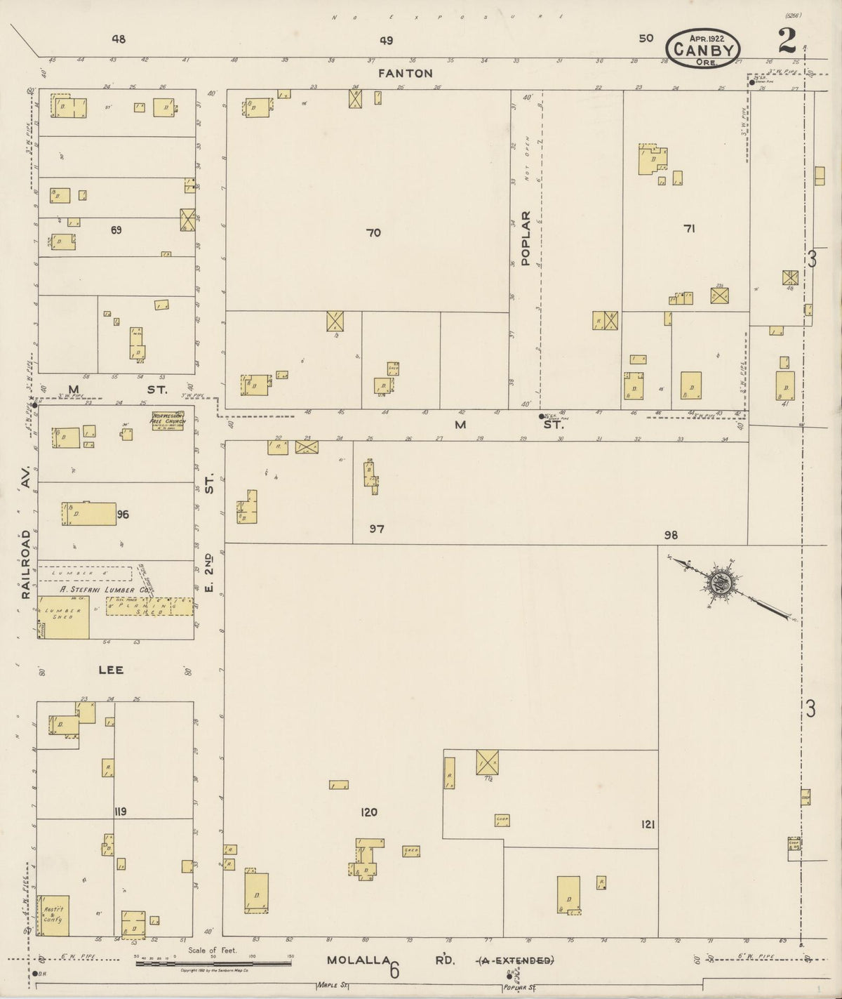 Sanborn Fire Insurance Map from Canby, Clackamas County, Oregon (1922), Sheet #0002 - Historic Sanborn Fire Insurance Map Print, vintage old map wall art, antique decor, genealogy gift, Oregon Oregon map