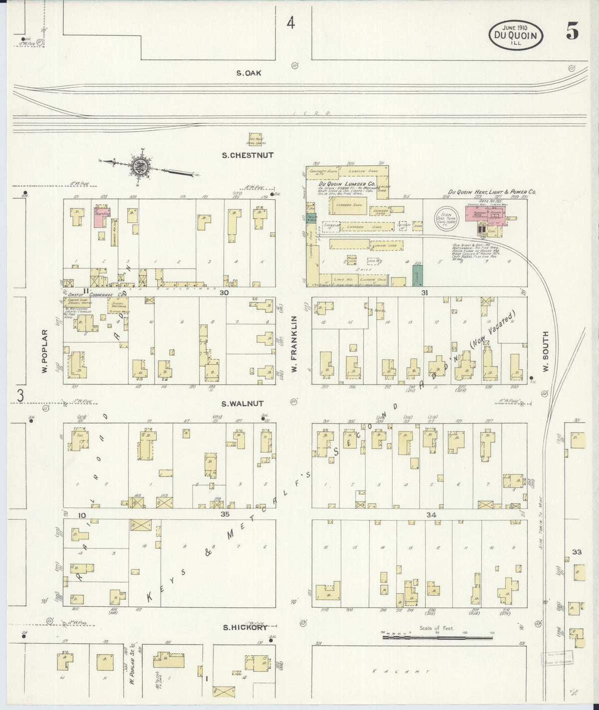 Sanborn Fire Insurance Map from Du Quoin, Perry County, Illinois (1910), Sheet #0005 - Complete Map Set gallery image, historic Sanborn map, vintage wall art, Illinois Illinois