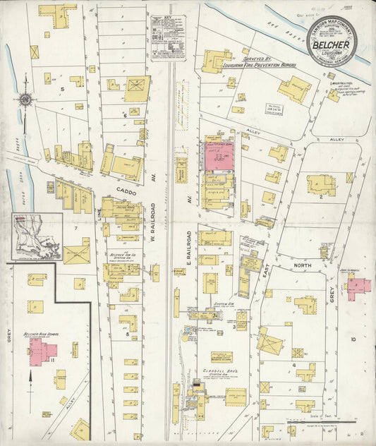 Sanborn Fire Insurance Map from Belcher, Caddo Parish, Louisiana (1921), Sheet #0001 - Historic Sanborn Fire Insurance Map Print, vintage old map wall art, antique decor, genealogy gift, Louisiana Louisiana map
