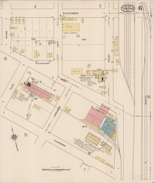 Sanborn Fire Insurance Map from Yoakum, De Witt And Lavaca Counties, Texas (1922), Sheet #0006 - Historic Sanborn Fire Insurance Map Print, vintage old map wall art, antique decor, genealogy gift, Texas Texas map