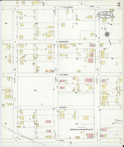 Sanborn Fire Insurance Map from Saint Charles, Saint Charles County, Missouri (1909), Sheet #0002 - Complete Map Set gallery image, historic Sanborn map, vintage wall art, Missouri Missouri
