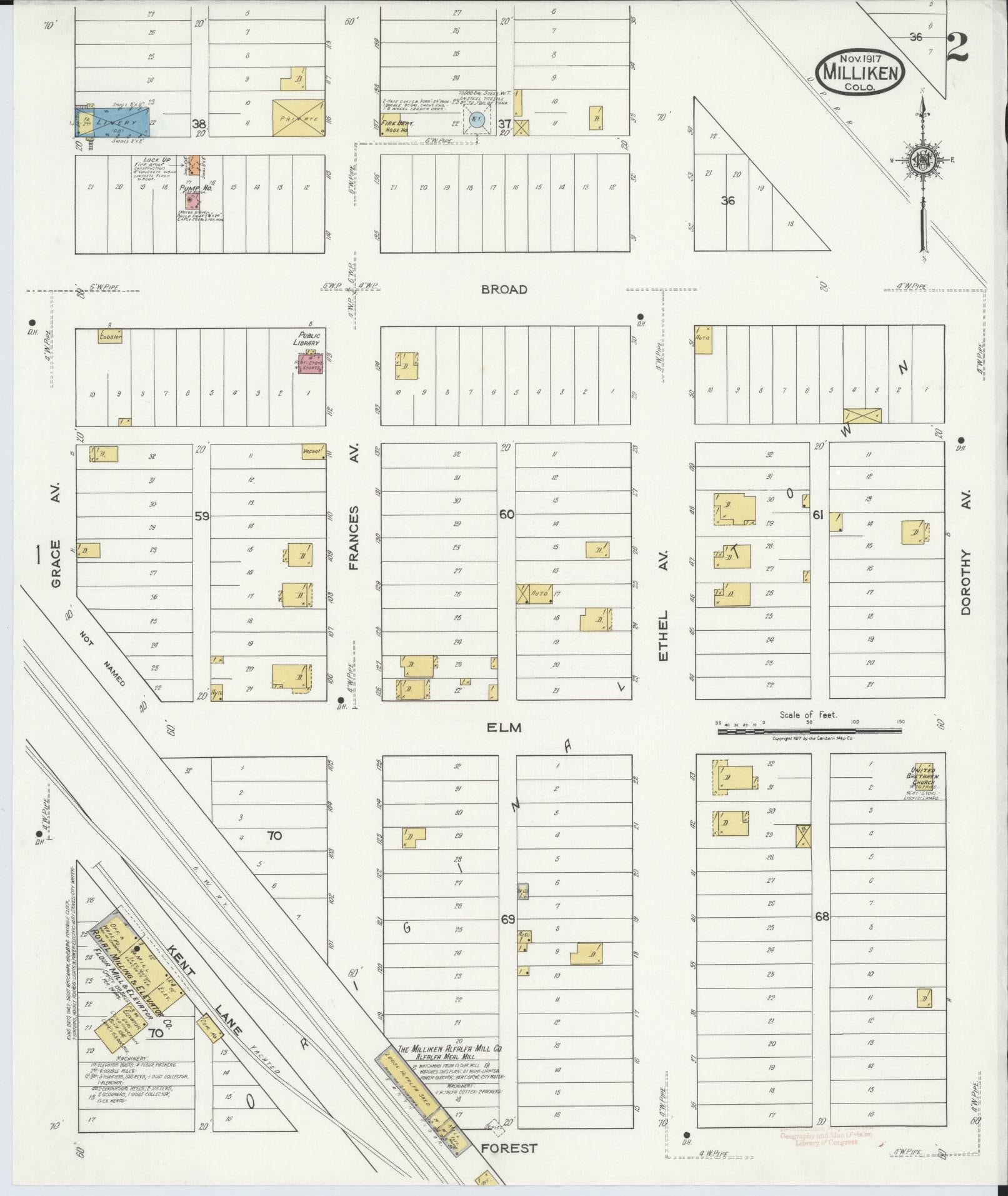 Sanborn Fire Insurance Map from Milliken, Weld County, Colorado (1917), Sheet #0002 - Historic Sanborn Fire Insurance Map Print, vintage old map wall art, antique decor, genealogy gift, Colorado Colorado map