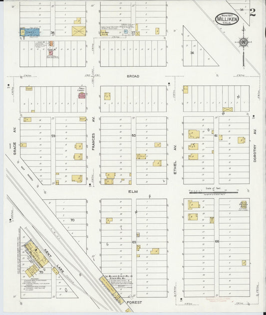 Sanborn Fire Insurance Map from Milliken, Weld County, Colorado (1917), Sheet #0002 - Historic Sanborn Fire Insurance Map Print, vintage old map wall art, antique decor, genealogy gift, Colorado Colorado map
