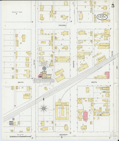 Sanborn Fire Insurance Map from Carmi, White County, Illinois (1906), Sheet #0005 - Historic Sanborn Fire Insurance Map Print, vintage old map wall art, antique decor, genealogy gift, Illinois Illinois map