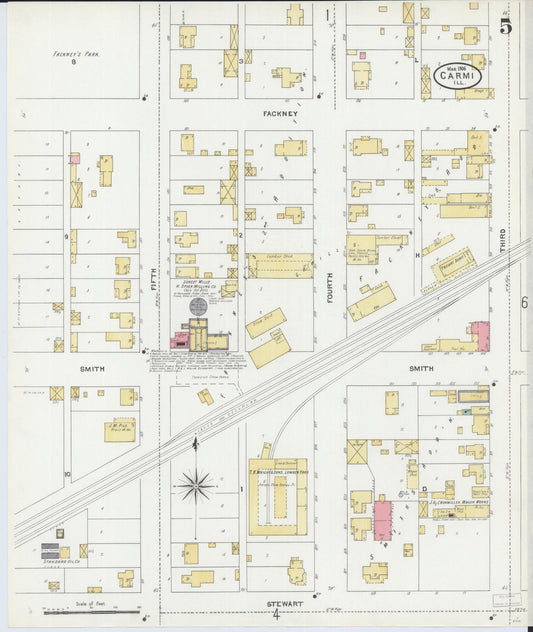 Sanborn Fire Insurance Map from Carmi, White County, Illinois (1906), Sheet #0005 - Historic Sanborn Fire Insurance Map Print, vintage old map wall art, antique decor, genealogy gift, Illinois Illinois map