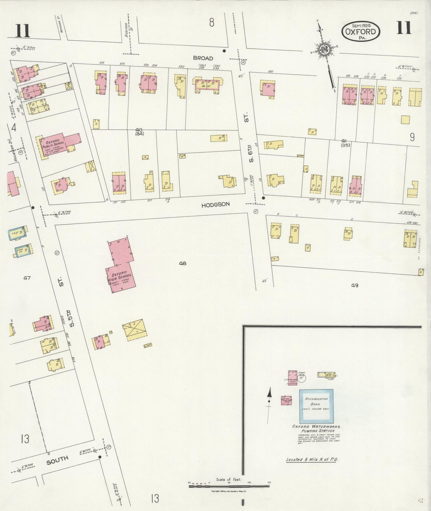 Sanborn Fire Insurance Map from Oxford, Chester County, Pennsylvania (1924), Sheet #0011 - Complete Map Set gallery image, historic Sanborn map, vintage wall art, Pennsylvania Pennsylvania