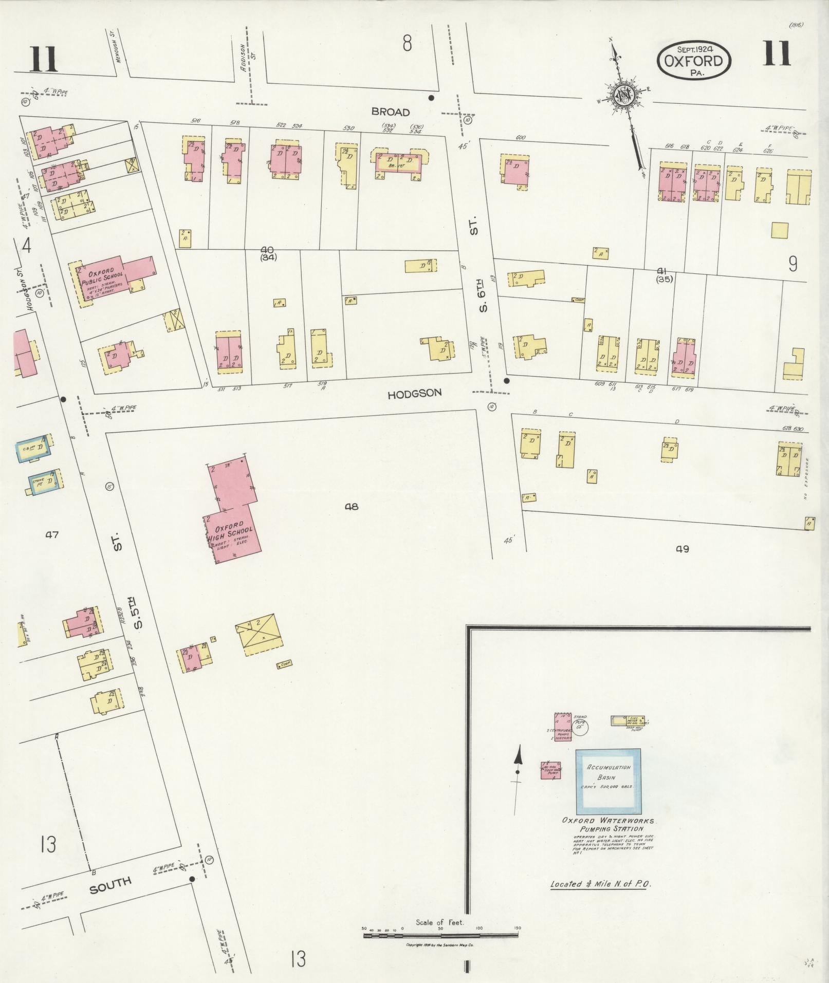 Sanborn Fire Insurance Map from Oxford, Chester County, Pennsylvania (1924), Sheet #0011 - Complete Map Set gallery image, historic Sanborn map, vintage wall art, Pennsylvania Pennsylvania