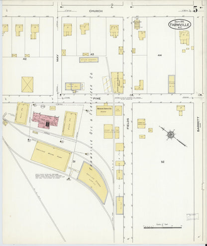Sanborn Fire Insurance Map from Farmville, Pitt County, North Carolina (1915), Sheet #0005 - Historic Sanborn Fire Insurance Map Print, vintage old map wall art, antique decor, genealogy gift, North Carolina North Carolina map