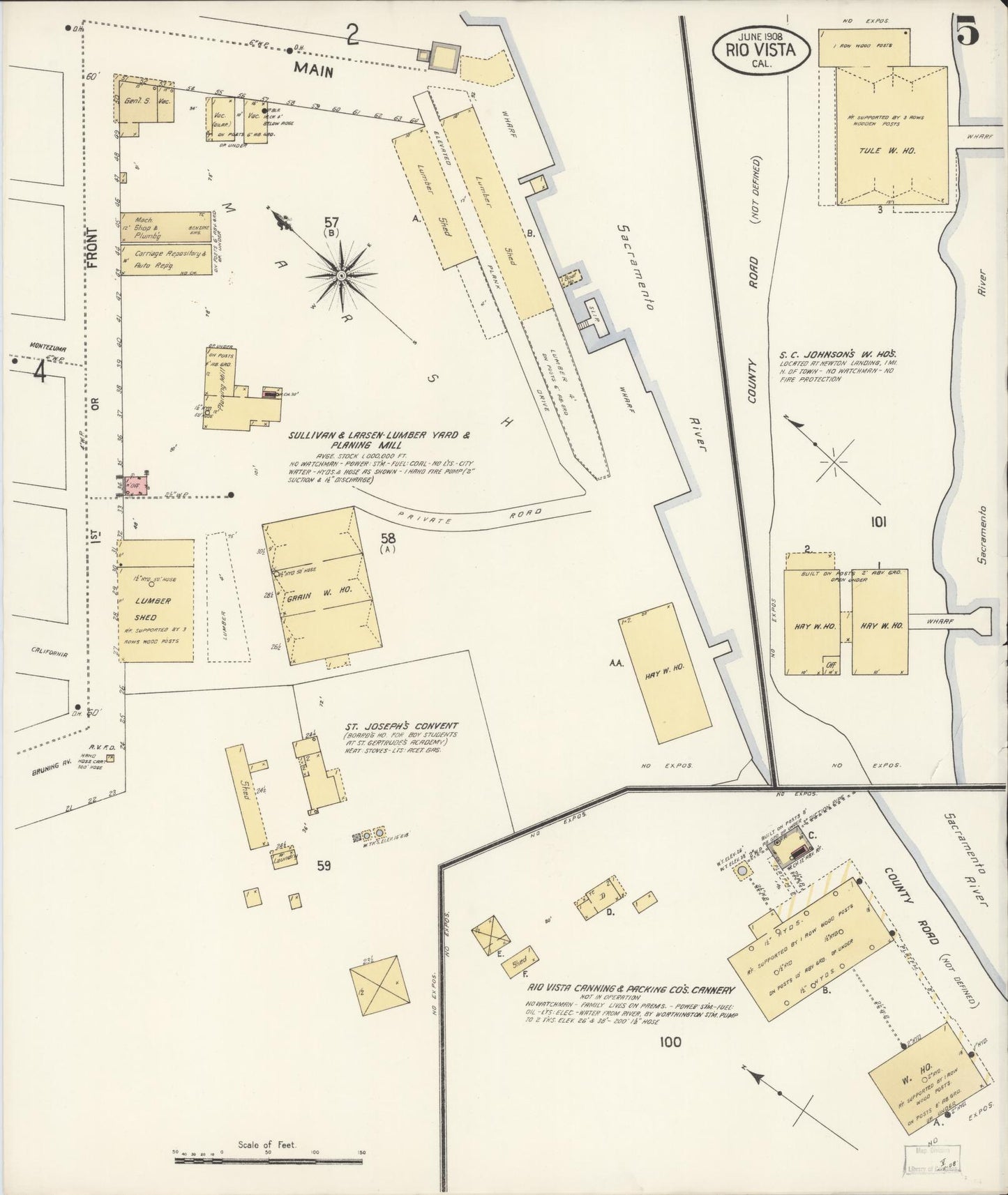 Sanborn Fire Insurance Map from Rio Vista, Solano County, California (1908), Sheet #0005 - Complete Map Set gallery image, historic Sanborn map, vintage wall art, California California