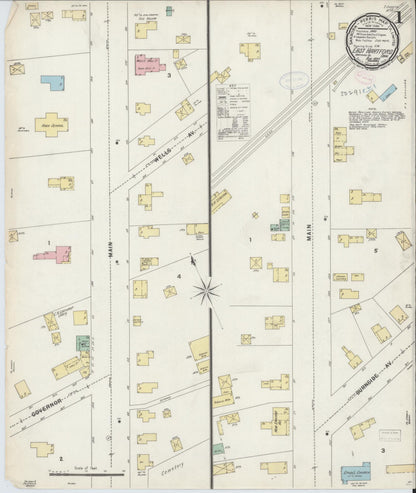 Sanborn Fire Insurance Map from East Hartford, Hartford County, Connecticut (1897), Sheet #0001 - Complete Map Set gallery image, historic Sanborn map, vintage wall art, Connecticut Connecticut