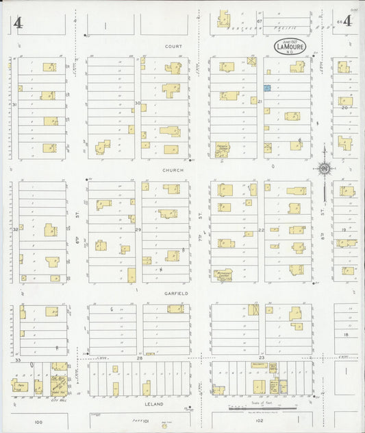 Sanborn Fire Insurance Map from La Moure, La Moure County, North Dakota (1927), Sheet #0004 - Historic Sanborn Fire Insurance Map Print, vintage old map wall art, antique decor, genealogy gift, North Dakota North Dakota map