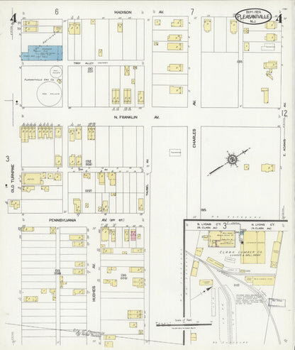 Sanborn Fire Insurance Map from Pleasantville, Atlantic County, New Jersey (1924), Sheet #0004 - Complete Map Set gallery image, historic Sanborn map, vintage wall art, New Jersey New Jersey
