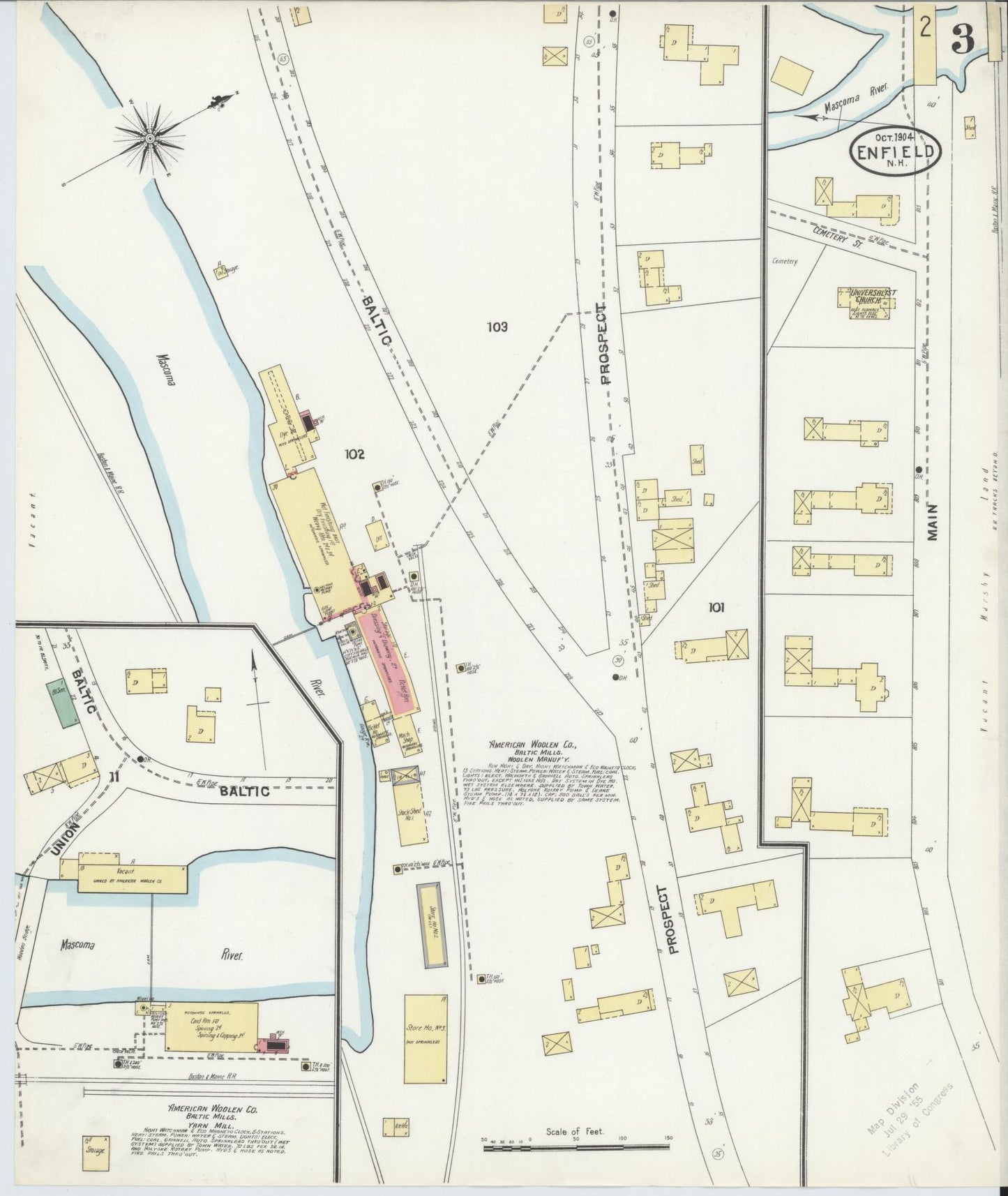 Sanborn Fire Insurance Map from Enfield, Grafton County, New Hampshire (1904), Sheet #0003 - Complete Map Set gallery image, historic Sanborn map, vintage wall art, New Hampshire New Hampshire