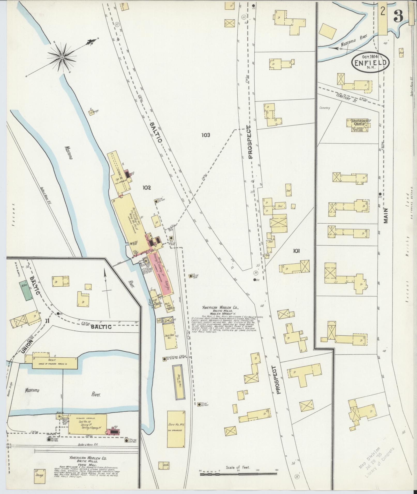 Sanborn Fire Insurance Map from Enfield, Grafton County, New Hampshire (1904), Sheet #0003 - Complete Map Set gallery image, historic Sanborn map, vintage wall art, New Hampshire New Hampshire