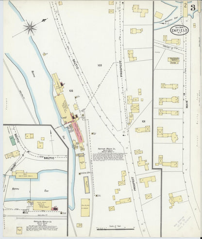 Sanborn Fire Insurance Map from Enfield, Grafton County, New Hampshire (1904), Sheet #0003 - Complete Map Set gallery image, historic Sanborn map, vintage wall art, New Hampshire New Hampshire