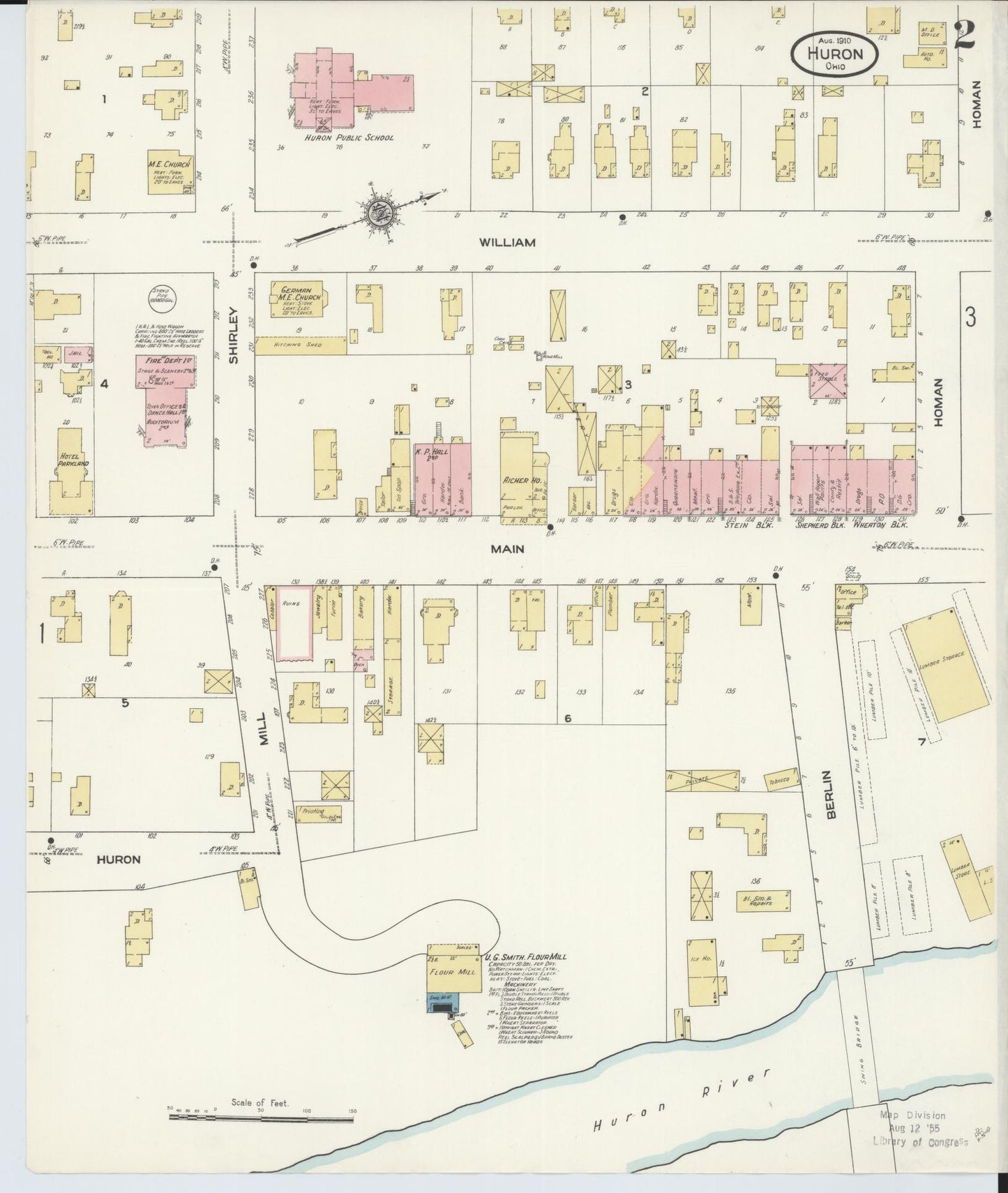 Sanborn Fire Insurance Map from Huron, Erie County, Ohio (1910), Sheet #0002 - Complete Map Set gallery image, historic Sanborn map, vintage wall art, Ohio Ohio